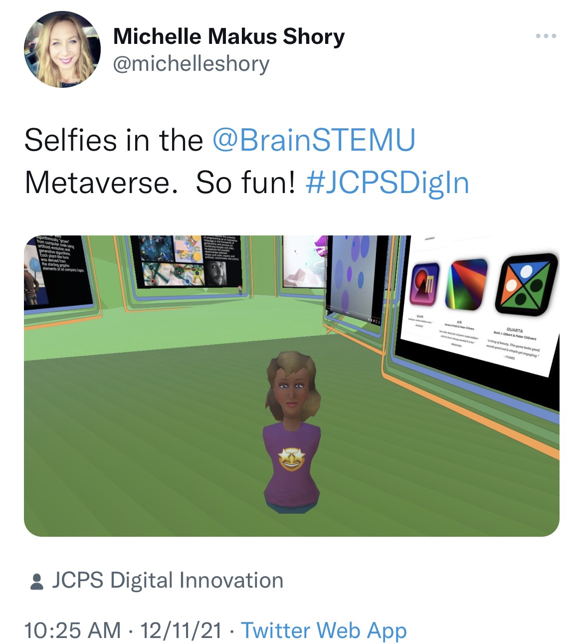 JCPS Digital Innovation Team member tweets about BrainSTEM Metaversity